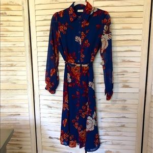 Eva Mendes long sleeve blue dress in size 0
